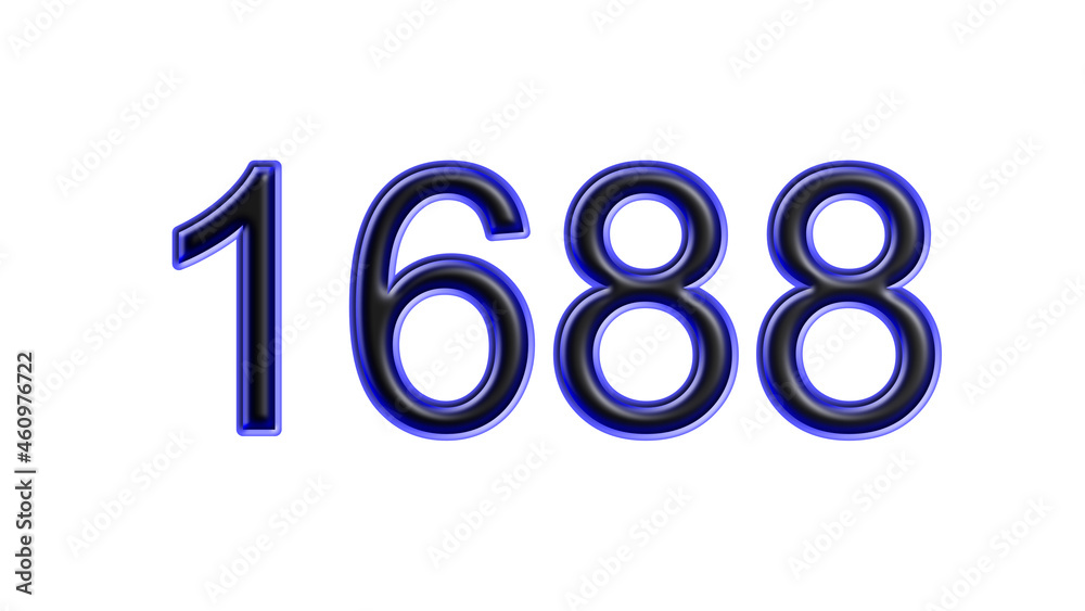 blue 1688 number 3d effect white background blue 1688 number 3d effect white background