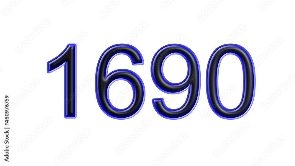 blue 1690 number 3d effect white background blue 1690 number 3d effect white background