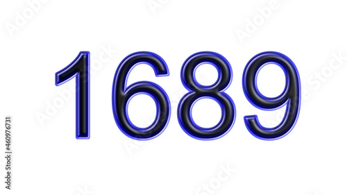 blue 1689 number 3d effect white background