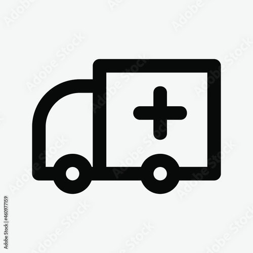 Ambulance icon vector illustration in line style about medical, use for website mobile app presentation