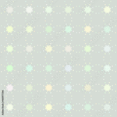 Abstract vector background Flowern and heart Seamless texture Pastel color on grey photo