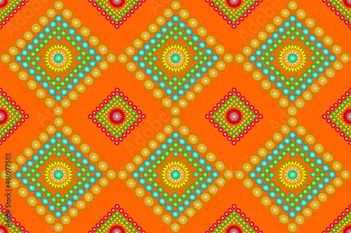 Seamless geometric ethnic fabric pattern  floral pattern  Thai fabric pattern design  carpet  wallpaper  curtain  cushion  clothing  wrap  batik  seamless pattern