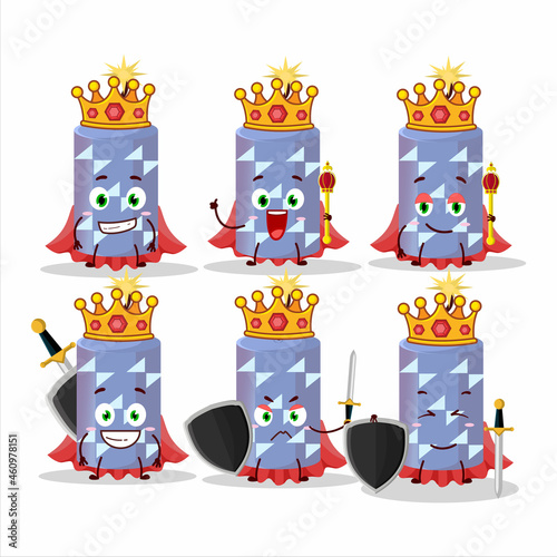 A Charismatic King light blue firecracker cartoon character wearing a gold crown