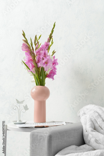 Vase with beautiful gladiol...