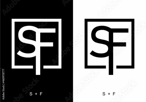 Black and white color of SF initial letter