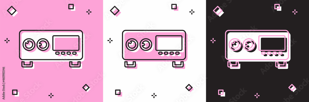 Set Guitar amplifier icon isolated on pink and white, black background. Musical instrument. Vector Set Guitar amplifier icon isolated on pink and white, black background. Musical instrument. Vector