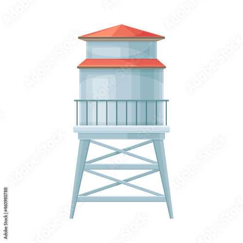 Silo tower for grain storage, agricultural building flat vector illustration