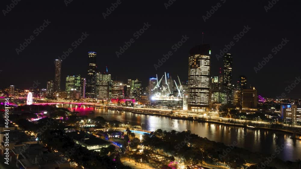 Brisbane Nighttime timelapse video from south brisbane during Brisbane festival, in Queensland Australia, 2032 olympics Brisbane Nighttime timelapse video from south brisbane during Brisbane festival, in Queensland Australia, 2032 olympics