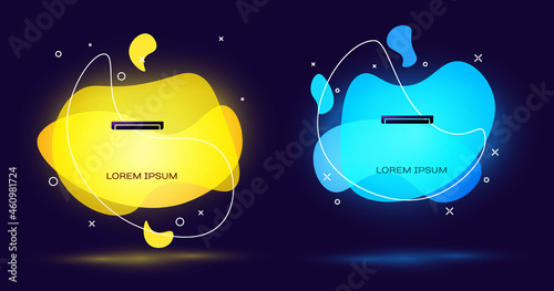 Black Long luminescence fluorescent energy saving lamp icon isolated on black background. Abstract banner with liquid shapes. Vector