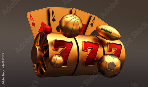 casino betting gambling sports ball soccer football backetball bitcoin slot cards black poker balckjack baccarat 3d render 3d rendering illustration  photo