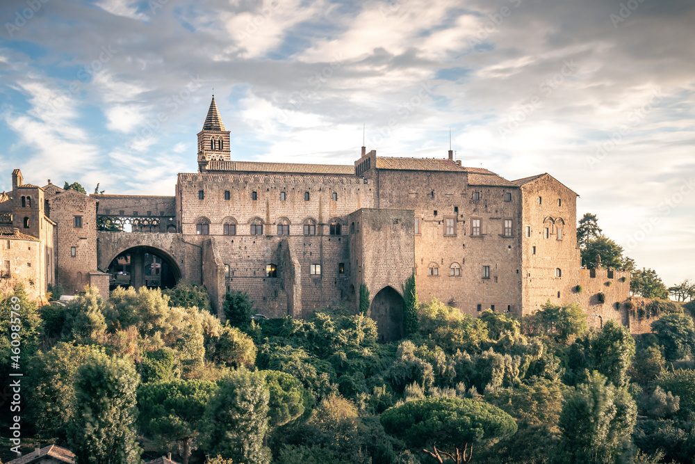 view of the  Medieval castle Cattedrale di San Lorenzo Viterbo Lazio Italy