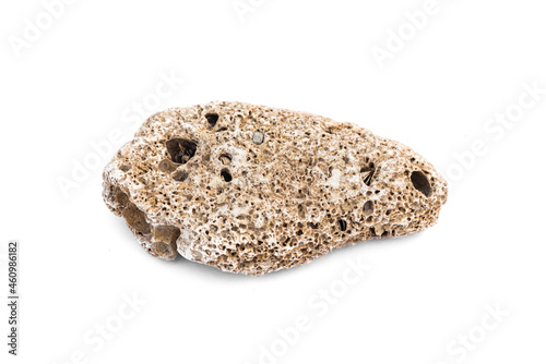 Sea pebble stone isolated on the white background.
