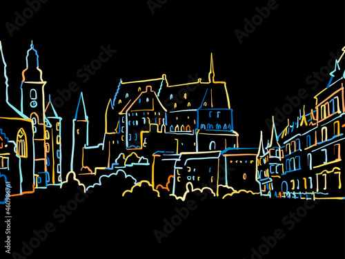 Colorful Luxembourg Drawing on black