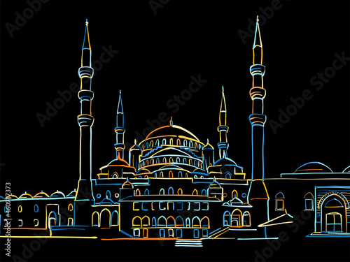 Colorful Ankara Panorama Drawing on black