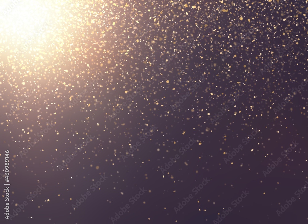 Golden sparkles falling from top in bright shine on dark empty background. Festive glitter pattern. Golden sparkles falling from top in bright shine on dark empty background. Festive glitter pattern.