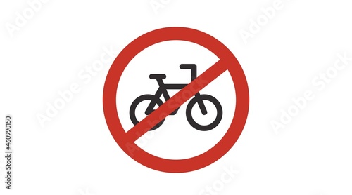 Bike Forbidden Sign. Vectopr isolated flat editable illustration