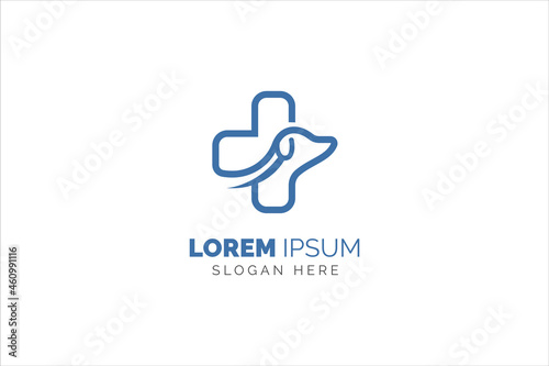 Pet clinic logo template design vector. Cross icon