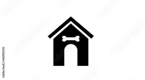 Dog House Icon. Vector isolated editable black and white illustration