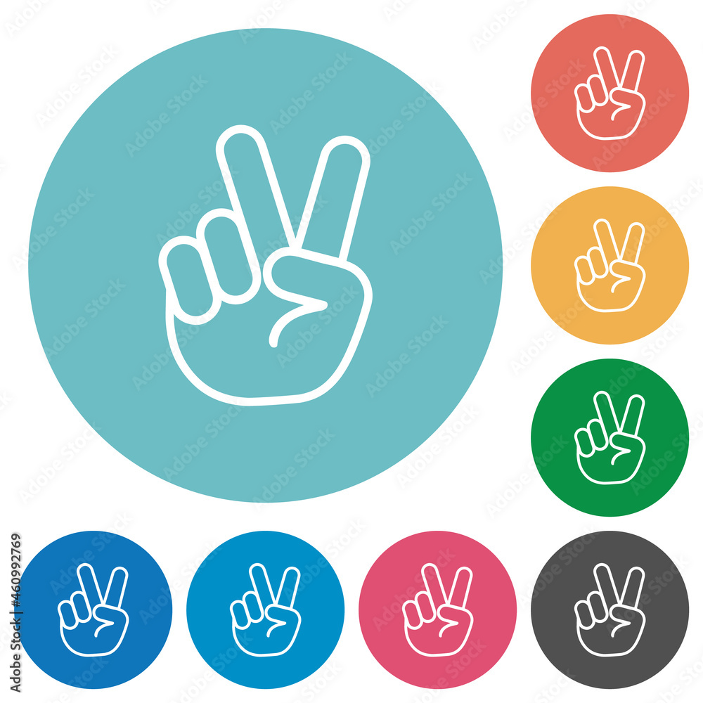 Victory sign hand gesture flat round icons Victory sign hand gesture flat round icons