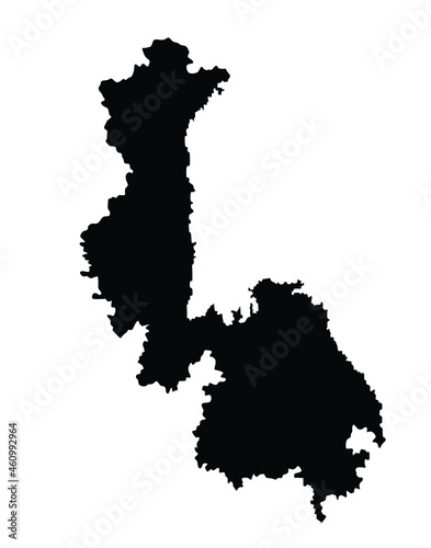 Khabarovsk krai map vector silhouette illustration isolated on white background. Far Eastern Federal District Russia. Russian territory. photo