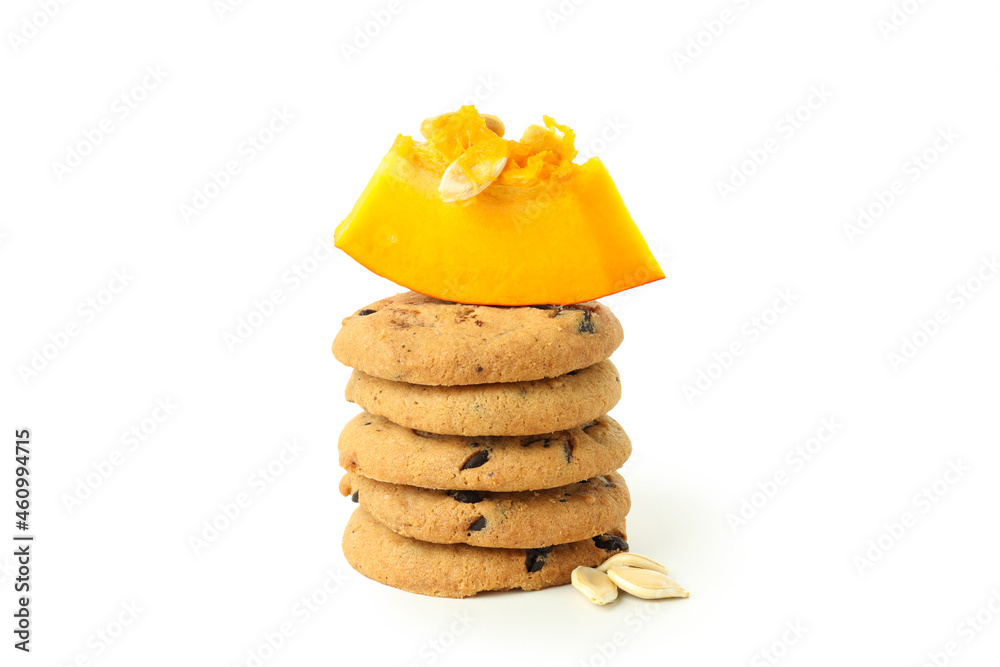Tasty pumpkin cookies isolated on white background Tasty pumpkin cookies isolated on white background