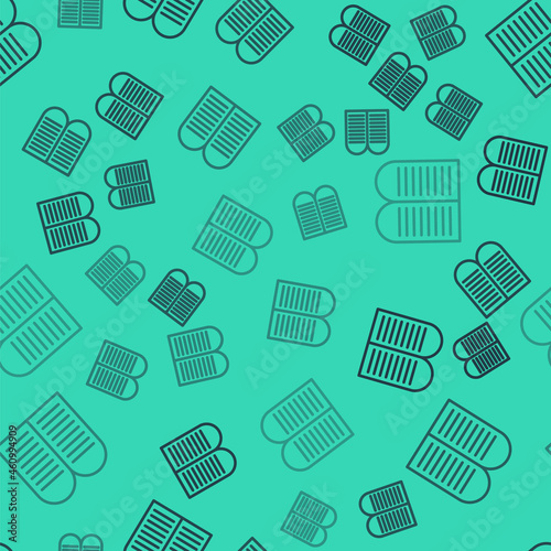 Black line The commandments icon isolated seamless pattern on green background. Gods law concept. Vector