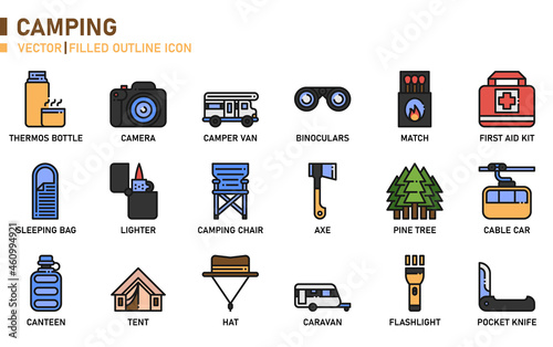 Camping icon for website, application, printing, document, poster design, etc.