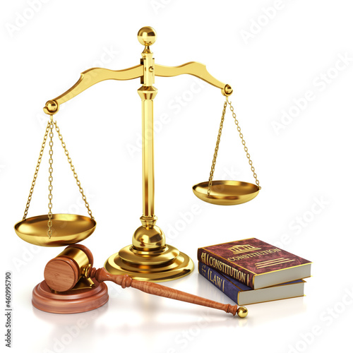 Justice scales and law