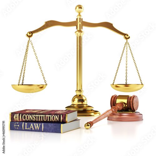 Justice scales and law