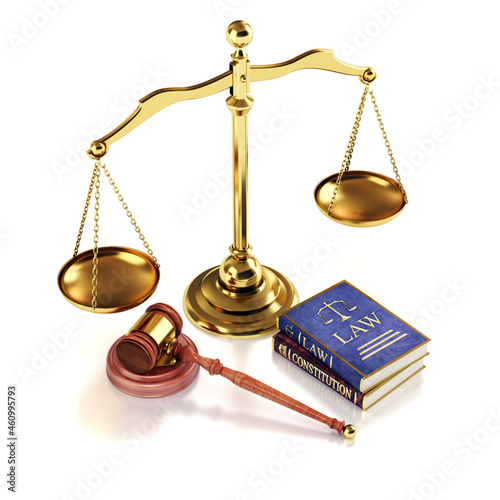Justice scales and law