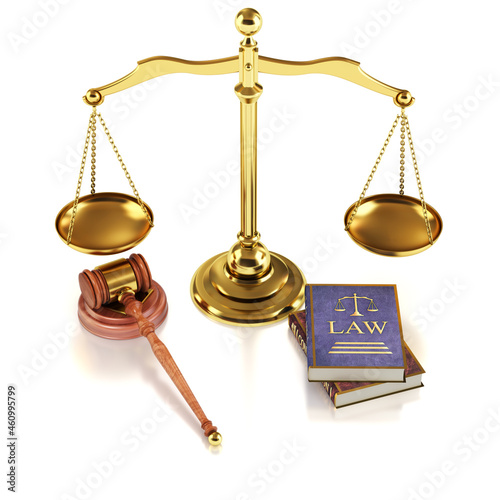 Justice scales and law