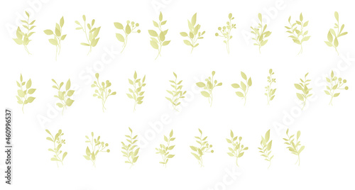Delicate golden leaves for wedding, greeting compositions.