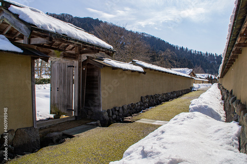 特別史跡　一乗谷朝倉氏遺跡　冬の復元武家屋敷の通り