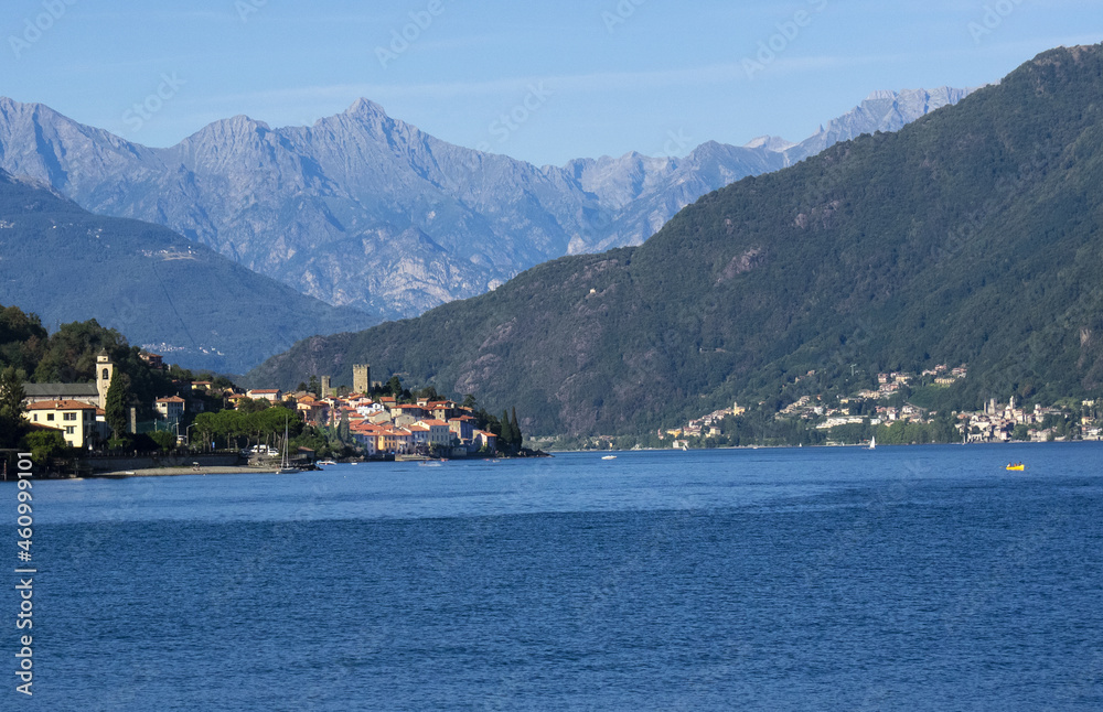 dreamy landscape scenarios characterized by small medieval villages surrounded by woods and mountains. Como lake, Lombardy, Italy.