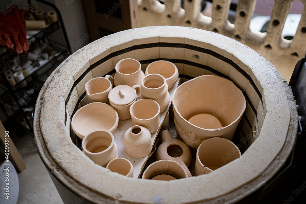 Collection of ceramics pottery in container Collection of ceramics pottery in container