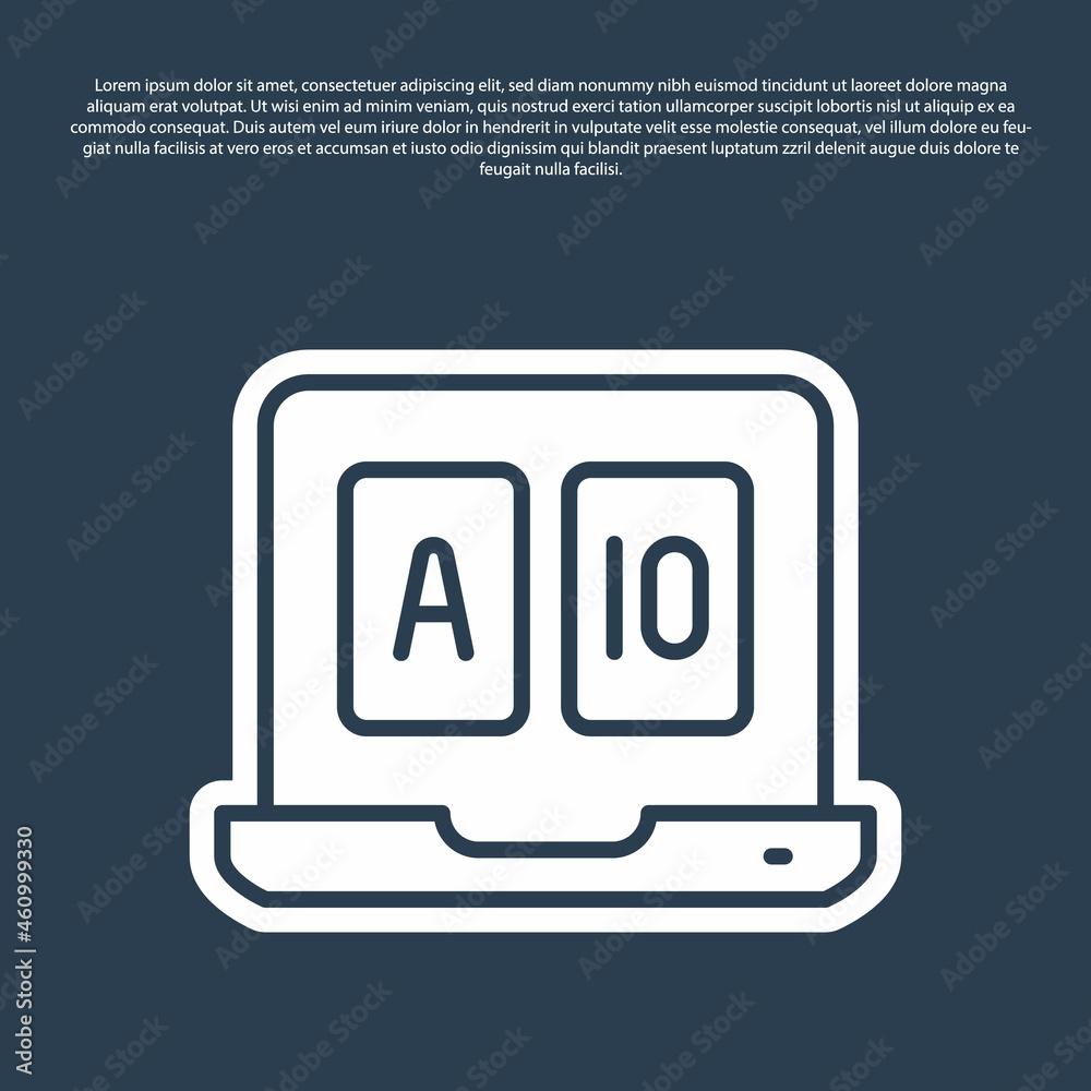 Blue line Online poker table game icon isolated on blue background. Online casino. Vector