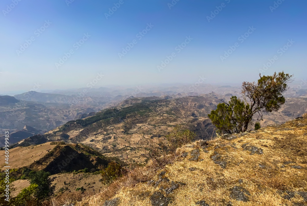 Simien Mountains - beautiful unique mountain landscape from North Ethiopian highlands, Ethiopia.