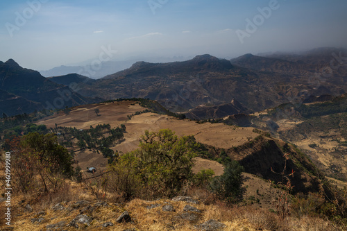 Simien Mountains - beautiful unique mountain landscape from North Ethiopian highlands, Ethiopia.