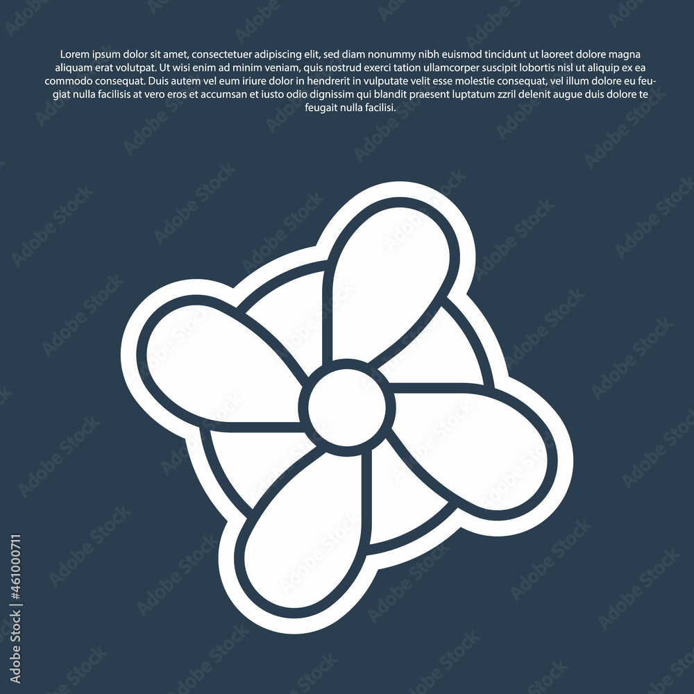 Blue line Boat propeller, turbine icon isolated on blue background. Vector Blue line Boat propeller, turbine icon isolated on blue background. Vector