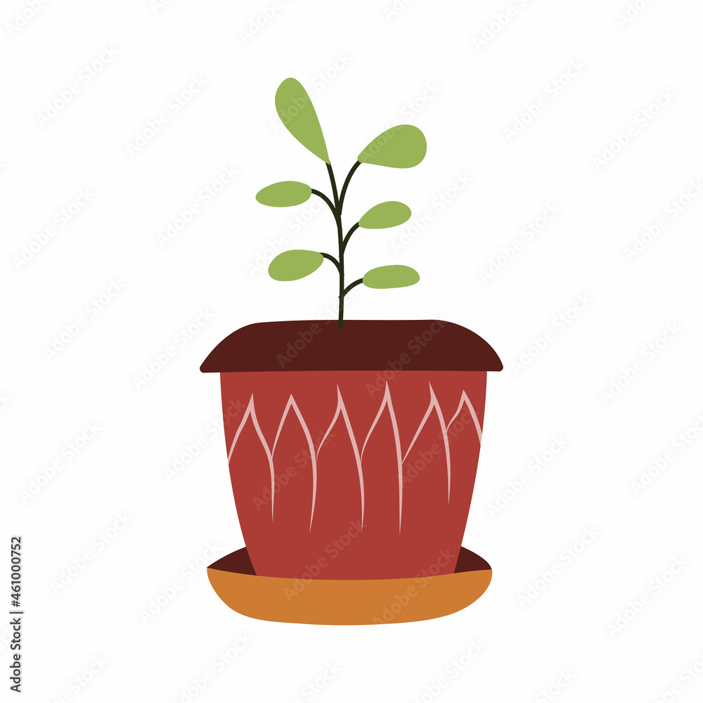 Obraz premium Flat flower pot for decoration design. Plant for garden. Vector illustration. Botany decor.