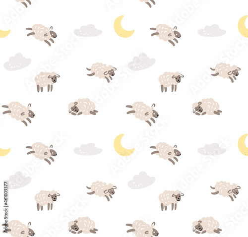 Seamless sheep cartoon pattern. Sweet dreams © bioraven