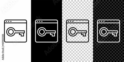 Set line Secure your site with HTTPS, SSL icon isolated on black and white, transparent background. Internet communication protocol. Vector