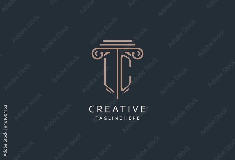 LC monogram logo with pillar shape icon, luxury and elegant design logo ...