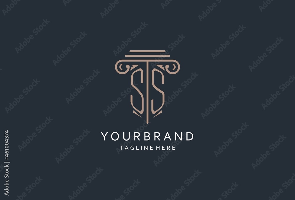 SS monogram logo with pillar shape icon, luxury and elegant design logo ...