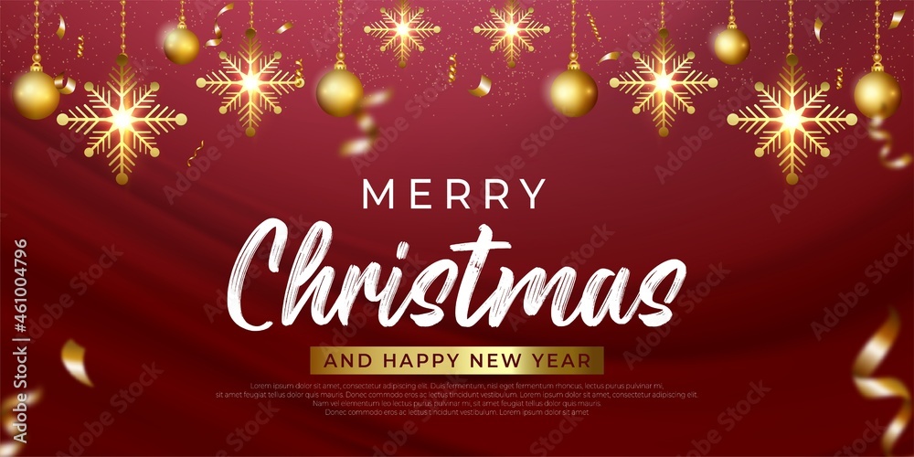 Lovely christmas background with golden snowflake and christmas ball Lovely christmas background with golden snowflake and christmas ball