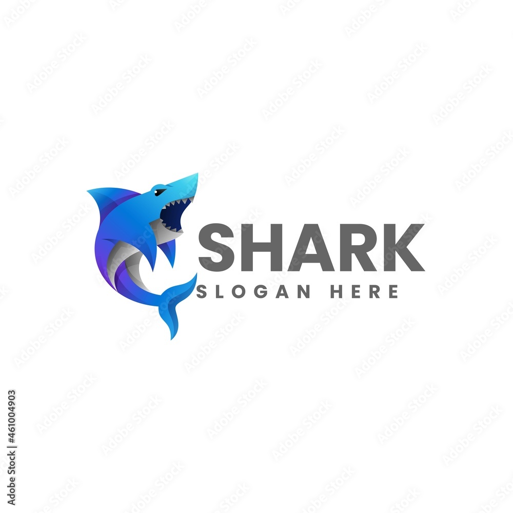 Fototapeta premium Vector Logo Illustration Shark Gradient Colorful Style.