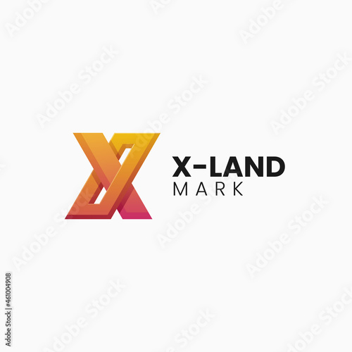 Vector Logo Illustration Letter X Gradient Colorful Style.