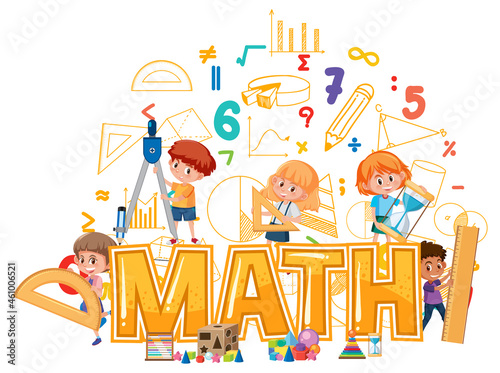 Math icon with kids and math tools