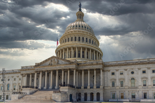 Dark clouds looking over the Capitol building in Washington D.C., USA photo