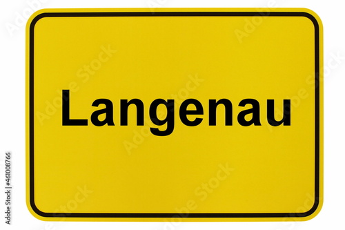 Illustration eines Stadteingangsschildes der Stadt Langenau photo